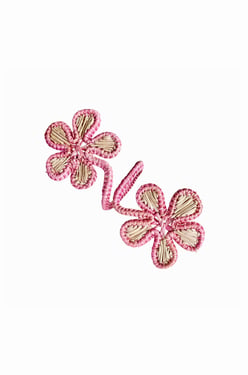 Double Bloom Handwoven Iraca Napkin Ring - Light Green