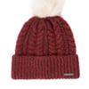 Weird Fish Allerton Cable Knit Bobble Hat Garnet Size ONE