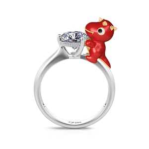Jeulia Hug Me "Let's Play" Dinosaur Round Cut Sterling Silver Ring
