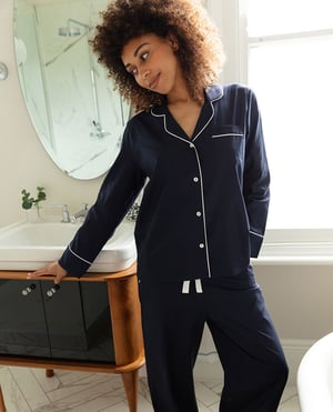 Womens Hotel Pyjamas Navy - 28