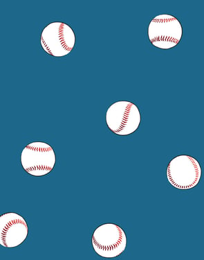 Baseball Toss' Wallpaper by Wallshoppe - Cadet Blue - Removable Panel - Sample