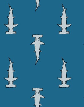 Hammerheads' Wallpaper by Tea Collection - Cadet Blue - Traditional / 27 in. x 27 ft.