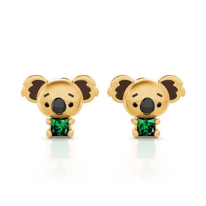 Jeulia Hug Me "Adorable Koala" Princess Cut Sterling Silver Stud Earrings