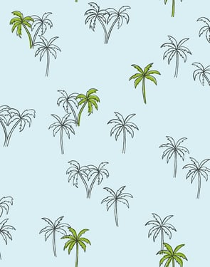 Palms' Wallpaper by Tea Collection - Pale Blue - Traditional / 27 in. x 27 ft.