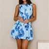 City Luxe Bubble Mini Dress Blue