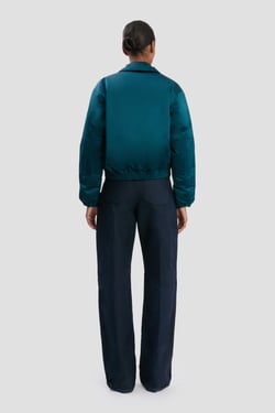 Victoria Beckham Padded Bomber Jacket In Dark Teal - 14 - Womens