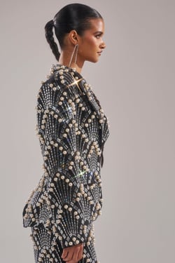 AKIRA Times Square Embellished Blazer | Black | Size XL