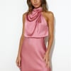 Easy Style Satin Mini Dress Pink