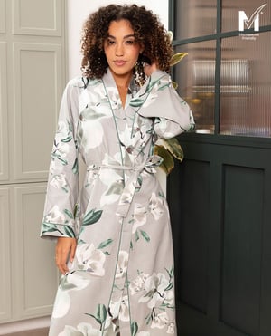 Kallie Womens Floral Print Long Dressing Gown - 28