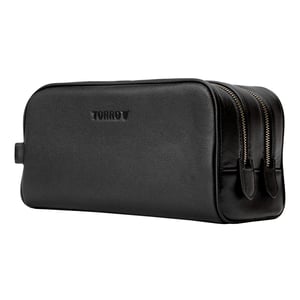 Leather Toiletry Bag - Black