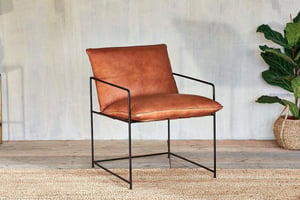 nkuku Durium Leather Lounger | Seating | One Size | Aged Tan & Black