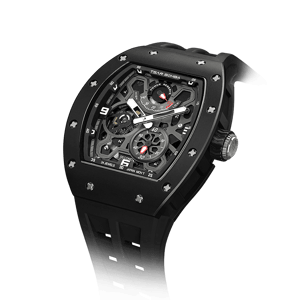 TSAR BOMBA Men's Automatic Luxury Sport Watch | Ceramic Black | Elemental TB8212 | 42.5mm | Ceramic & Carbon Fiber