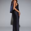 Silken Solstice Satin Maxi Dress Navy
