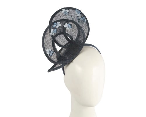 Exquisite navy sinamay fascinator by Max Alexander