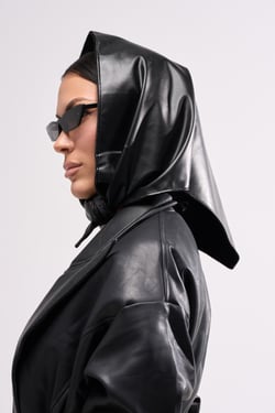 AKIRA Its A Wrap PU Hood | Black