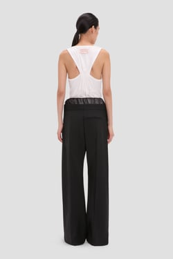 Victoria Beckham Sheer Panel Trouser In Black - 14 - Womens