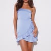 First Date Strapless Satin Mini Dress Blue