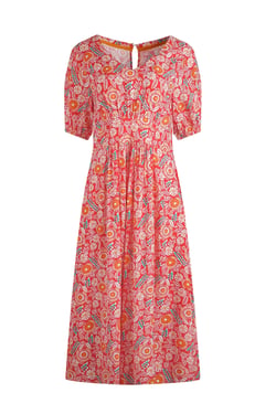 Weird Fish Dilsha Printed Viscose Midi Dress Tango Red Size 18