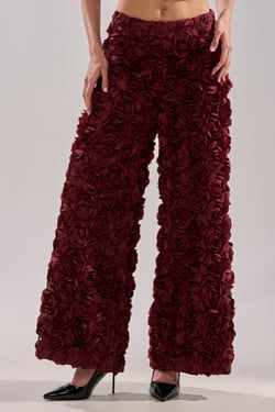 AKIRA Rose Petals Wide Leg Trouser Pants | Burgundy | Size XL