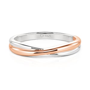 Jeulia Two Tone Minimalist Twist Men's Wedding Ring