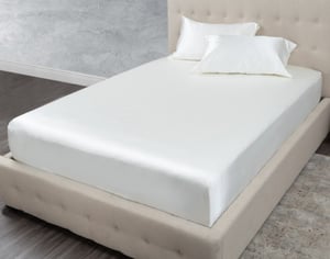 QE Home Verve Silk Blend Fitted Sheet, White, Queen