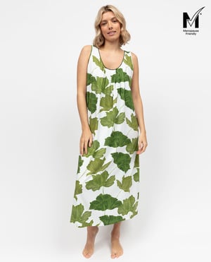 Olive Womens Leaf Printed Jersey Long Nightdress - 28