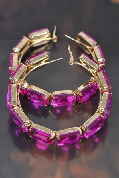 ST. MARKS Multicolor Stone Hoop Earrings: NYFW BYMANYC ® New York