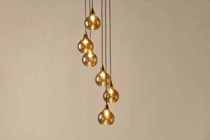 nkuku Ziva Statement Recycled Glass Cluster Pendant | Lights | One Size | Tonal Red