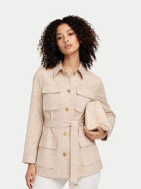 Organic Color Belted Cashmere Safari Jacket - XL / warm grey / WV0005-1000