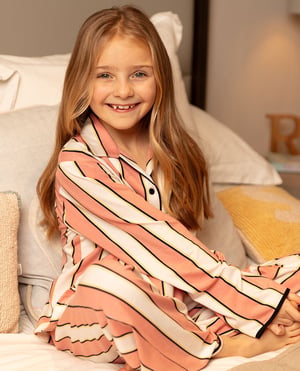 Bonnie Girls Stripe Printed Jersey Pyjama Set - 12-13