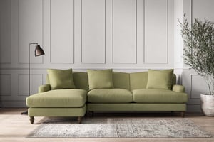 nkuku Deni Large Left Hand Chaise Sofa | Make To Order | Brera Linen Sage | No Colour