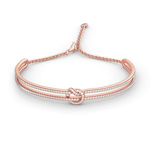 Jeulia Knot Design Sterling Silver Bangle Bracelet