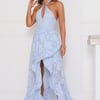 Sunbeam Shell Halter Maxi Dress Blue