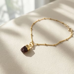 Raw Garnet January Birthstone Gold Plated Bracelet