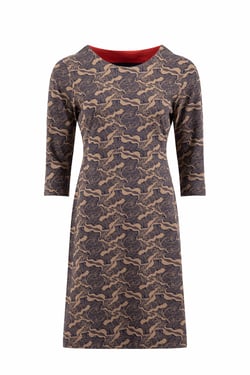 Weird Fish Shafika Organic Cotton Printed Jersey Dress Tan Size 20