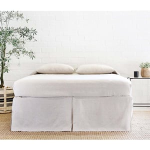 Pleated Flax Linen Queen Bed Skirt