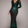 Goddiva Starburst Effect Maxi Dress - Emerald