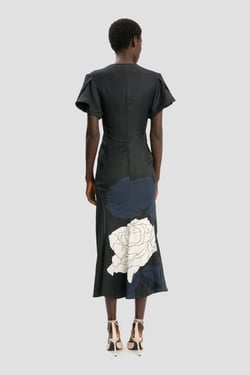 Victoria Beckham Eve Midi Dress In Dark Navy Floral Print - 16 - Womens