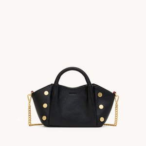 Hammitt Paul Black Press Brushed Gold Red Zip Mini