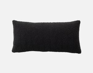 QE Home Ripple Boucle Boudoir Pillow With Removable Insert in Soot, Geometric, Black, 24" x 12"