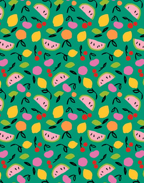 Island Fruits' Wallpaper by Tea Collection - Emerald - Traditional / 27 in. x 27 ft.