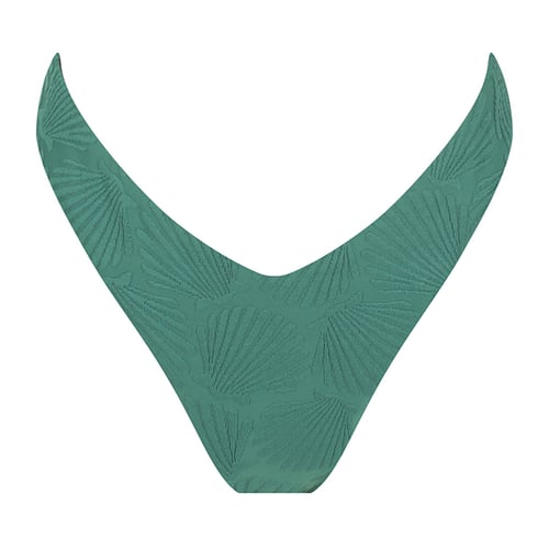 Bandeau Bikini Bottom-Embossed Green Shells