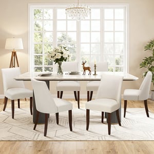 COLAMY KAVA Modern Casual Dining Chair - Beige / Set of 4