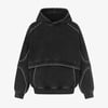 Retro Deconstructed Patchwork Washed Hoodie - Black / L