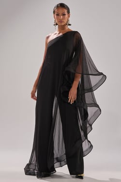 AKIRA Sando Mesh Jumpsuit | Black | Size Medium