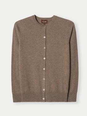 Organic Color Timeless Cashmere Crewneck Cardigan - XL / taupe / WK1071-57