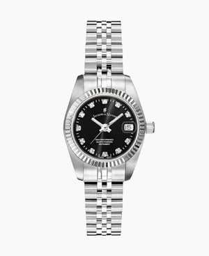 Inspiration Elegance 26MM Three-hands Date Silver-tone Black dial Stainless steel swiss watch - 26 mm