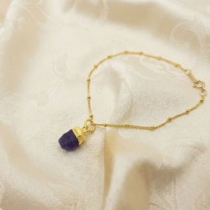 Raw Amethyst February Birthstone Gold Plated Bracelet