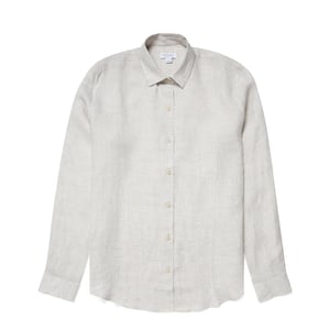 Sunspel Womens L/S Shirt Oatmeal Melange Linen
