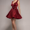Goddiva Cross Over Sleeveless Mini Skater Dress - Red
